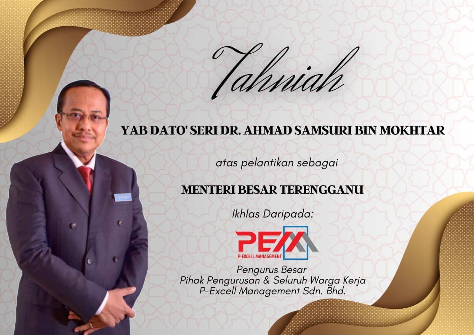 Ucapan Tahniah Kepada Menteri Besar Terengganu